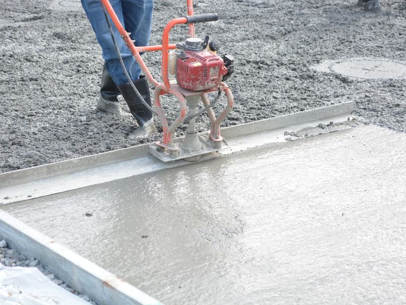 Concrete contractors crew working near Champaign